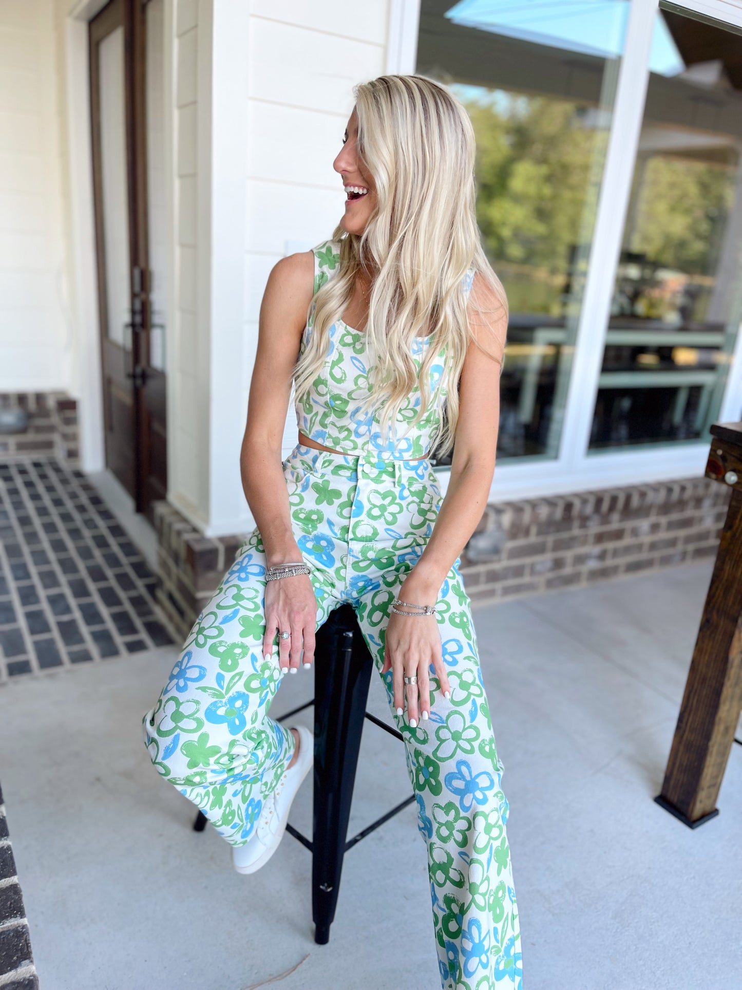 Green Multi Floral Two Piece Set TOP